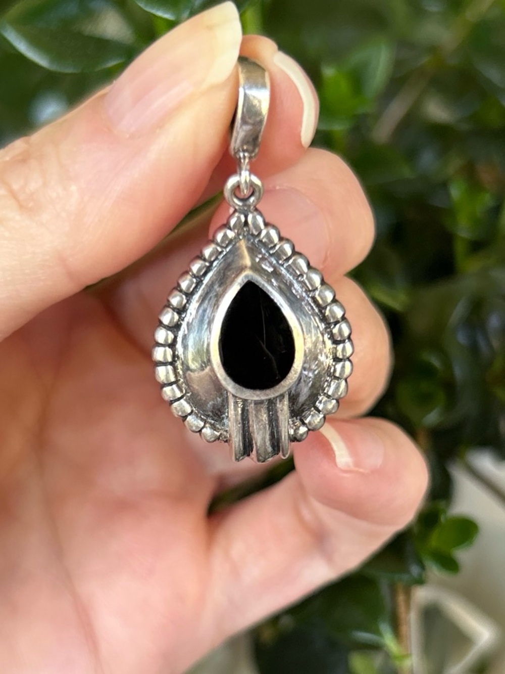 Vintage Sterling Silver and Black Onyx Pnedant